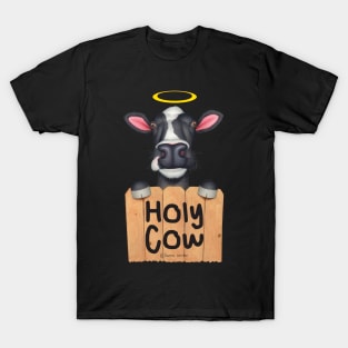 Cute adorable funny cow looking Holy Cow T-Shirt